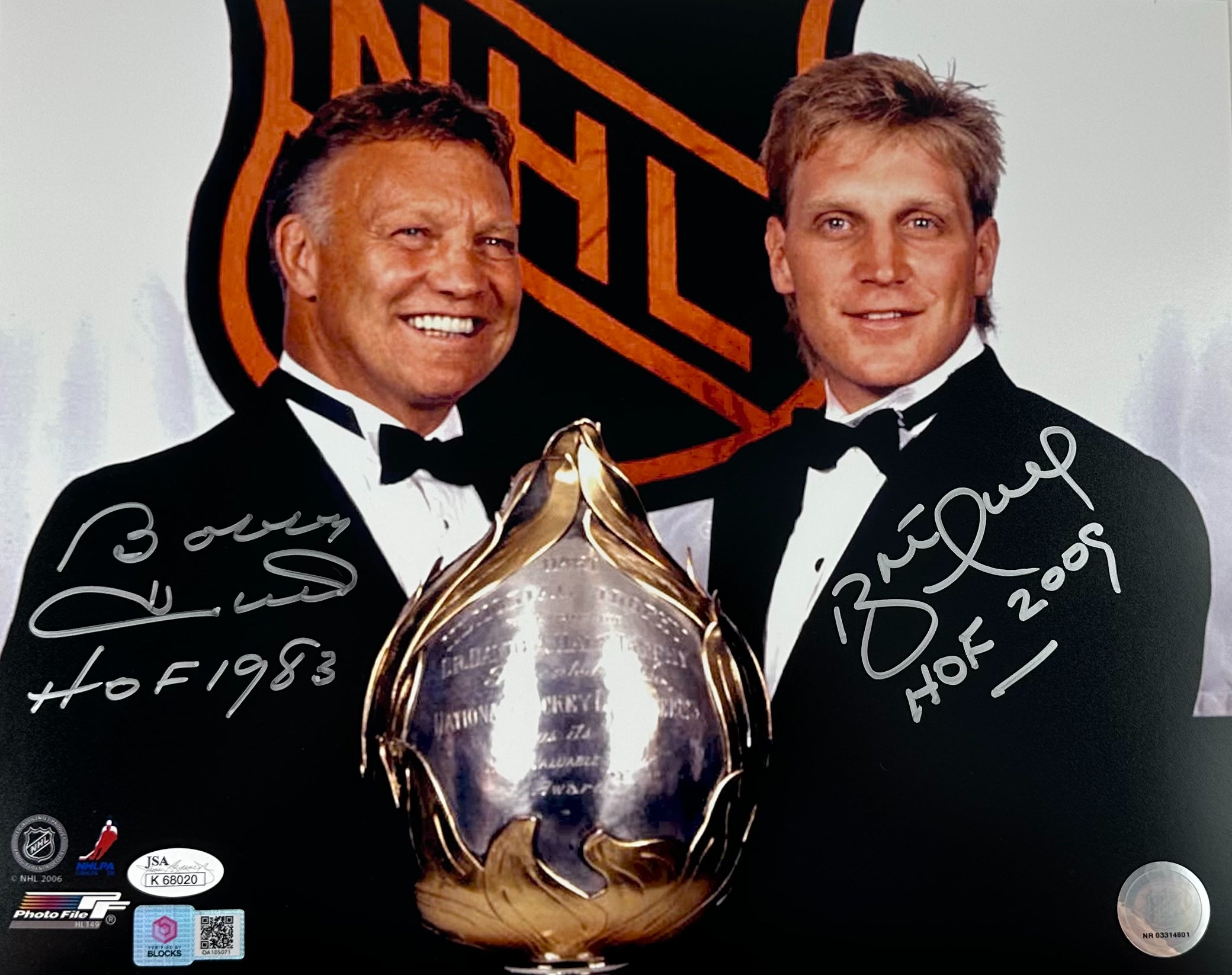 Bobby Hull & Brett Hull Signed 11x14 Hall of Fame Photo