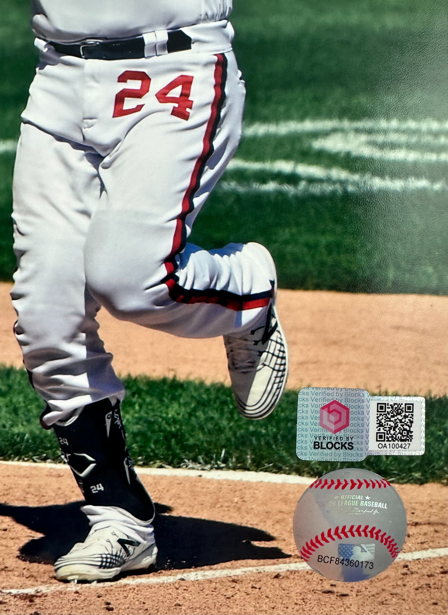 Yasmani Grandal Autographed 8x10 Photo - Yaz in Red Gear with Liam