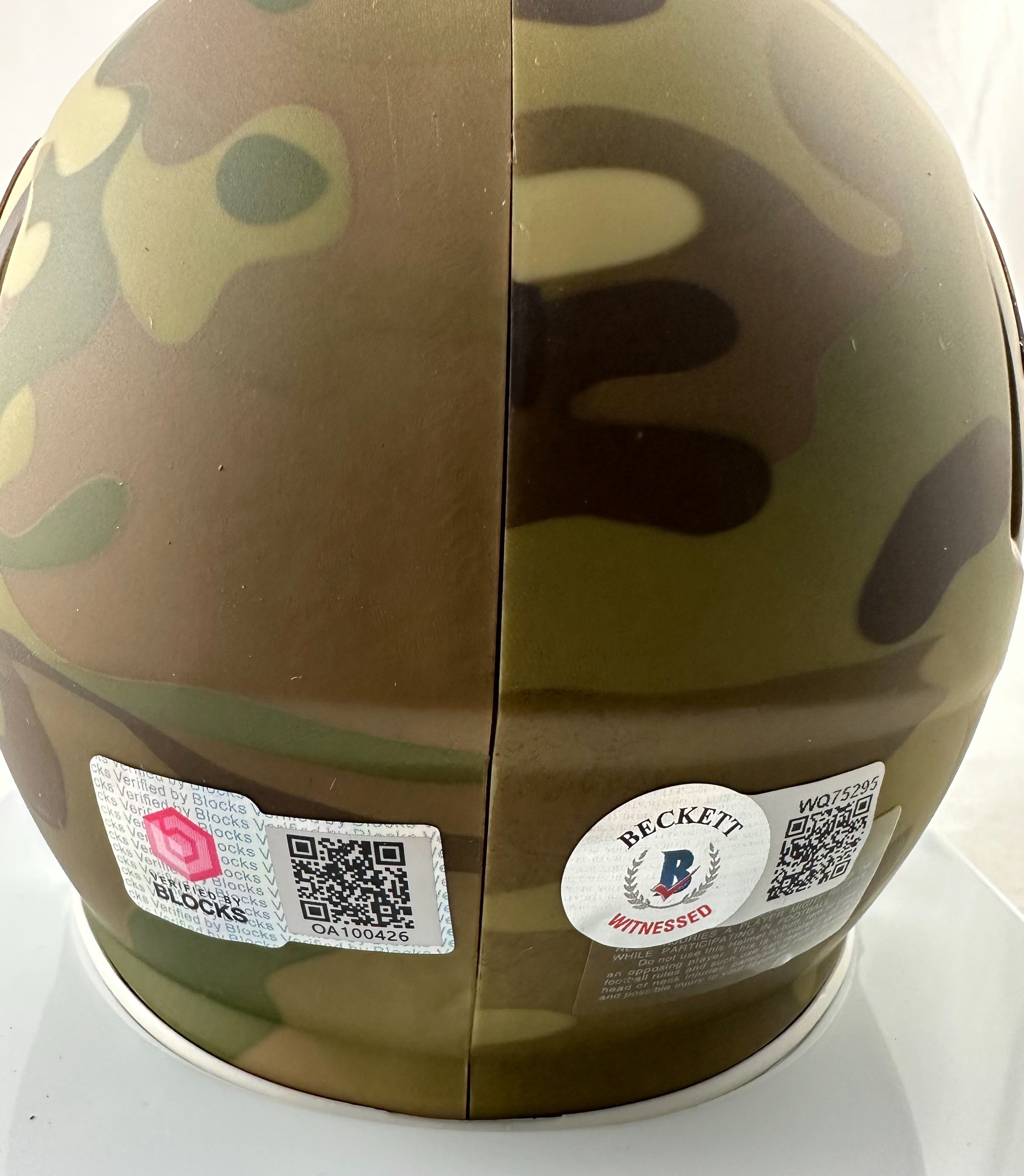 Darnell Mooney Autographed Camo Mini Football Helmet BM