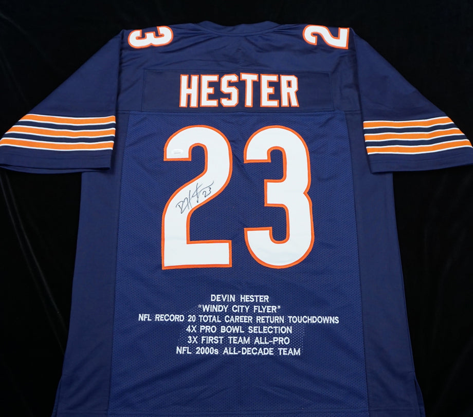 Devin Hester Autographed Blue Stat Football Jersey: BM Authentics – HUMBL  Authentics