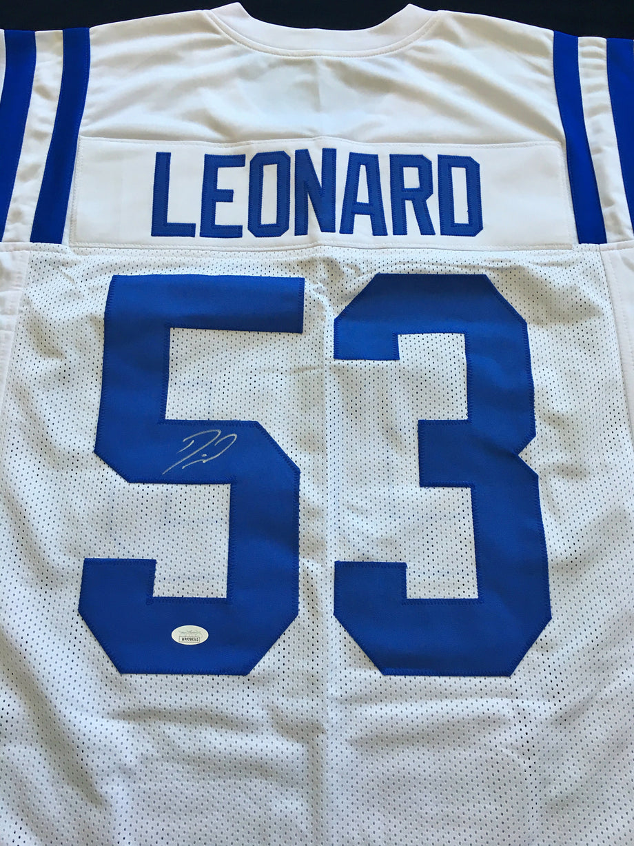 Darius Leonard Signed Autographed Blue Football Jersey With 