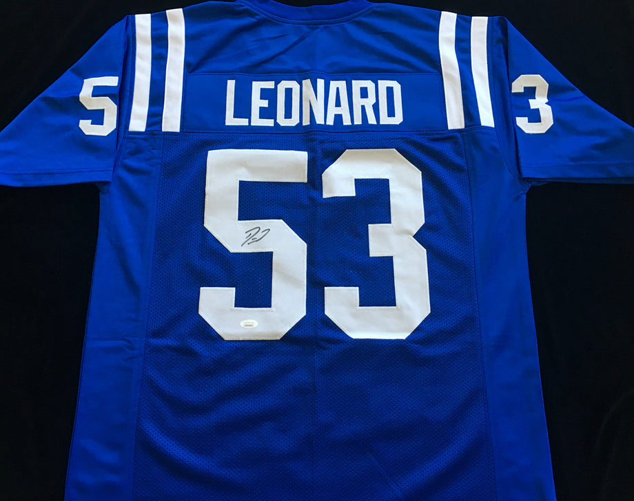 Darius Leonard Autographed Blue Football Jersey: BM Authentics