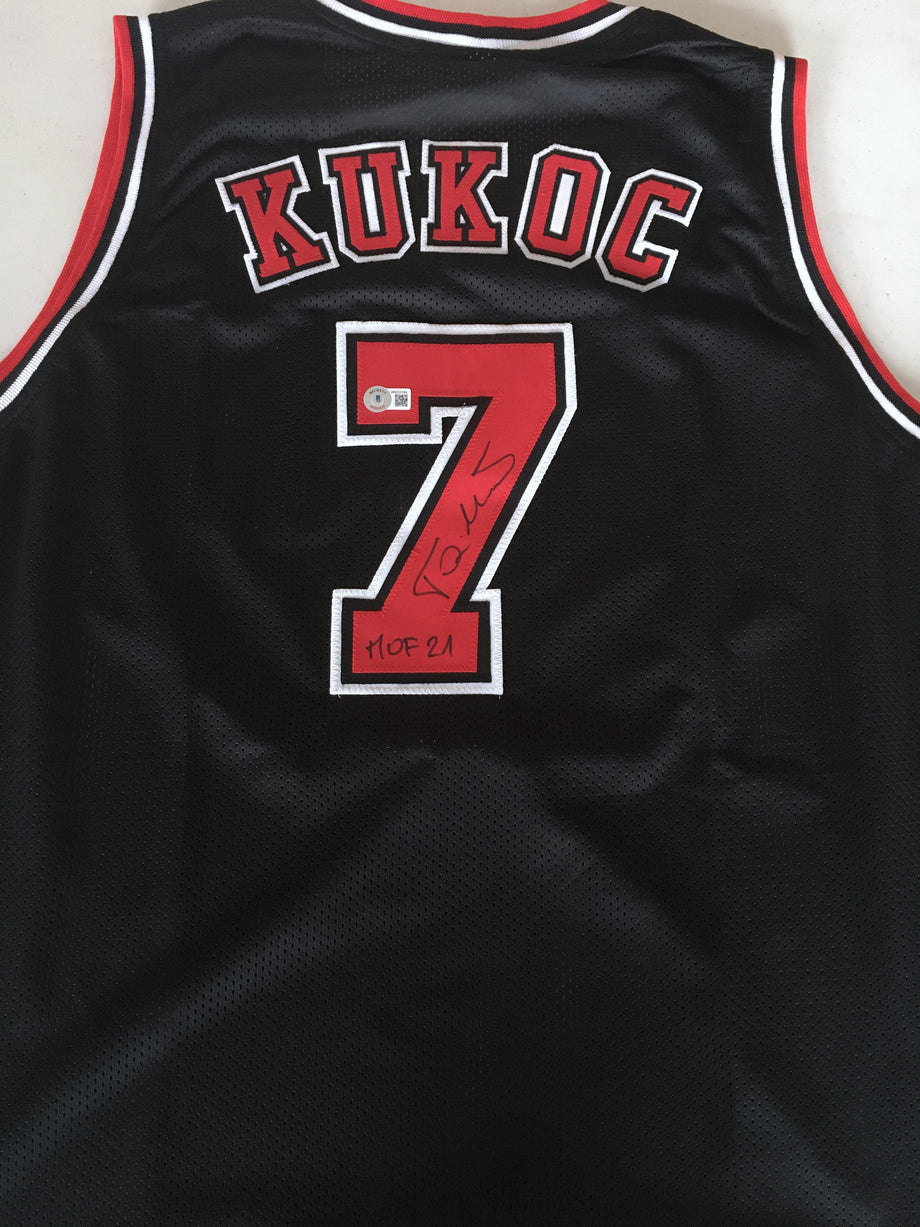 Sold at Auction: Toni Kukoc Signed Black Custom Stat Basketball