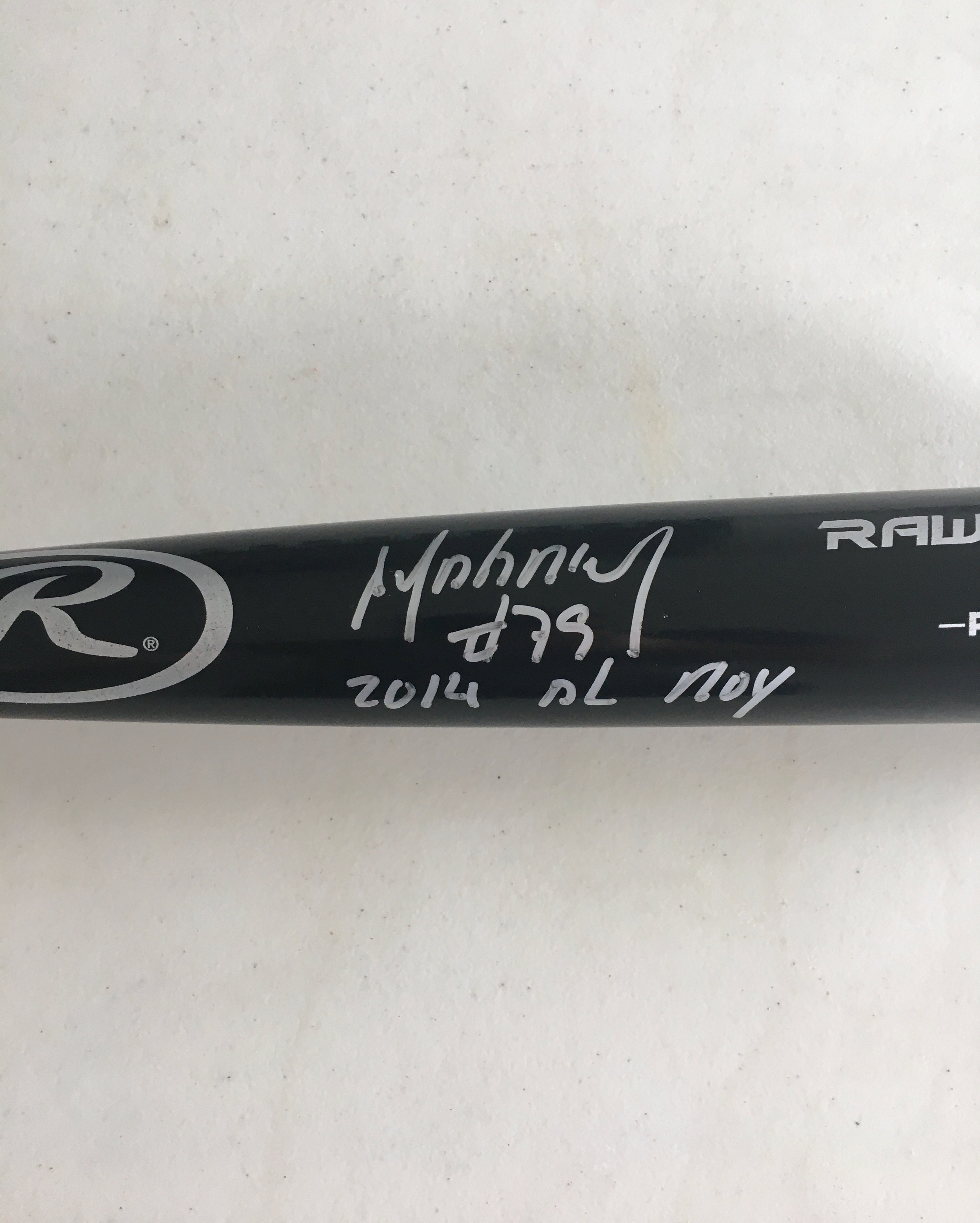 Jose Abreu Autographed Black Rawlings Pro Baseball Bat, 2014 AL