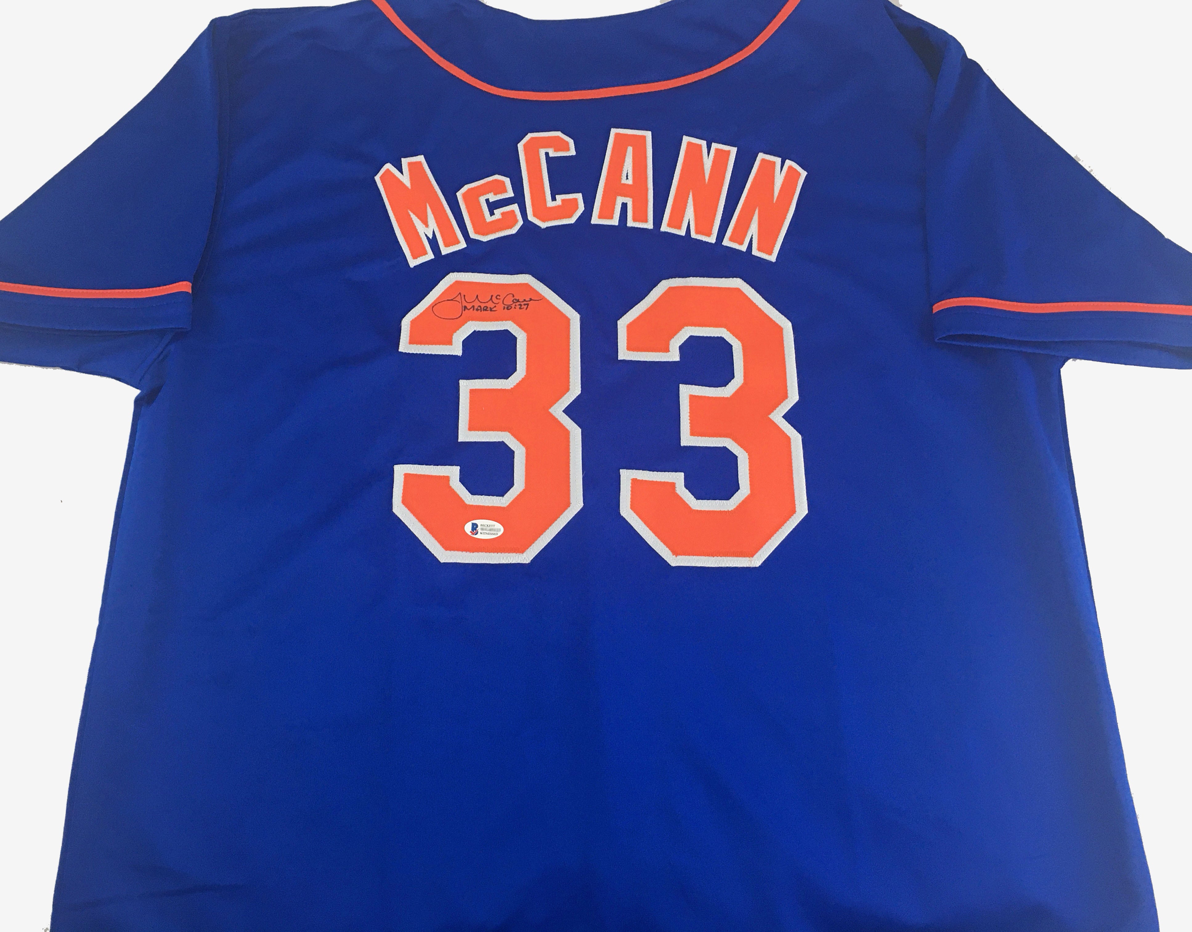 James McCann Signed Blue Baseball Jersey - Size XL: BM Authentics